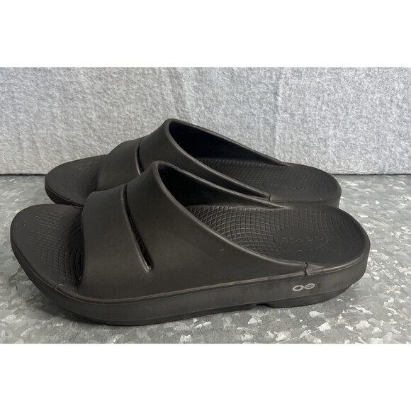 OOFOS OOahh Recovery Slides Mens 11 Women 13 Sport Flex Black Sandal Slip On - Picture 1 of 10